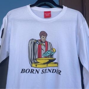Nelk Boys White "Born Sender" L/S Graphic Tee M